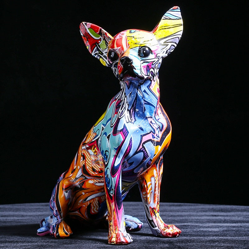 Graffiti Chihuahua Dog Statue