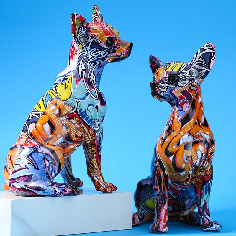 Graffiti Chihuahua Dog Statue