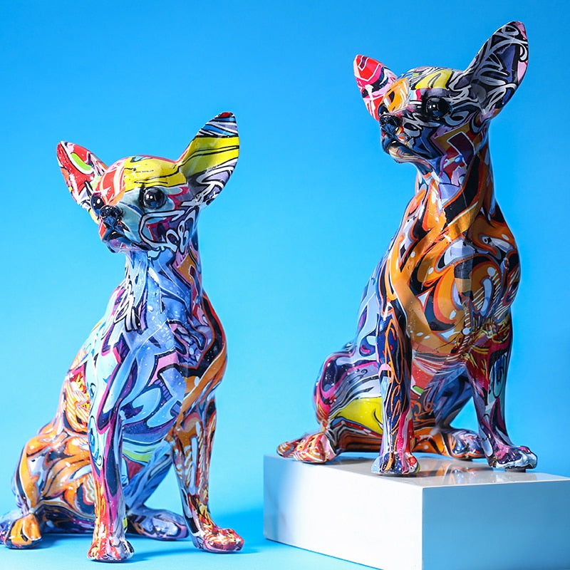 Graffiti Chihuahua Dog Statue