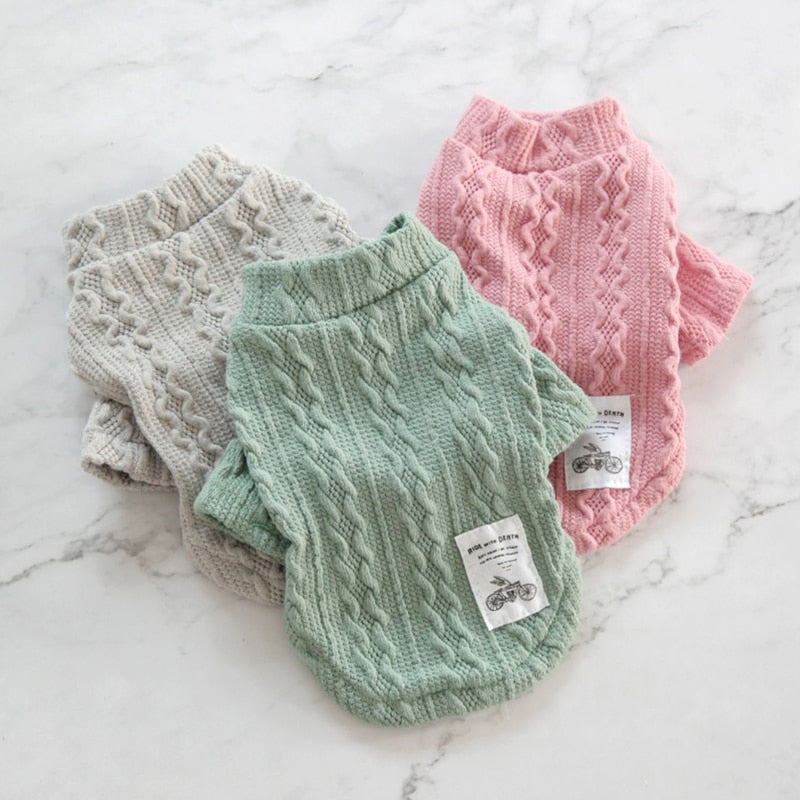 Preppy Puppy Cable Knit Sweater