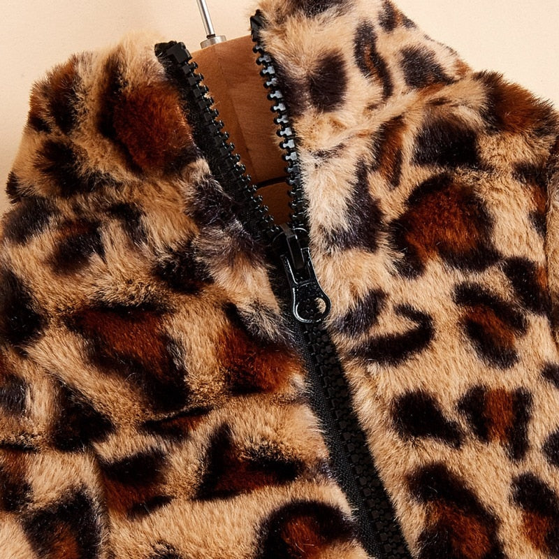 Fuzzy Leopard Coat