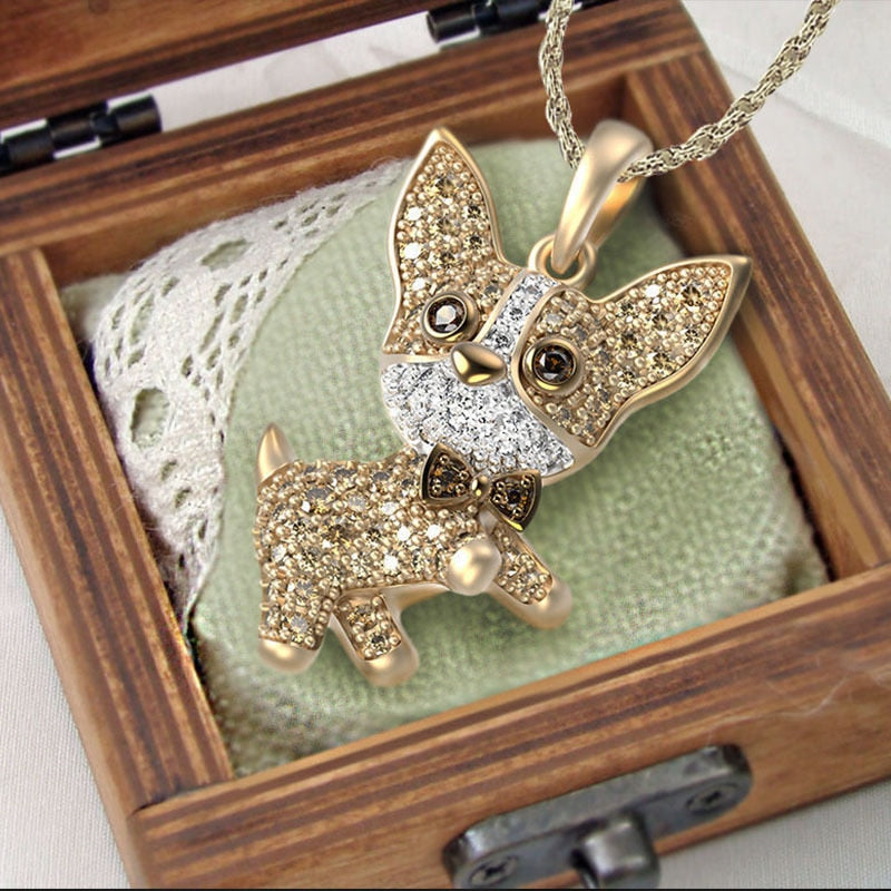 Rhinestone Chihuahua Necklace